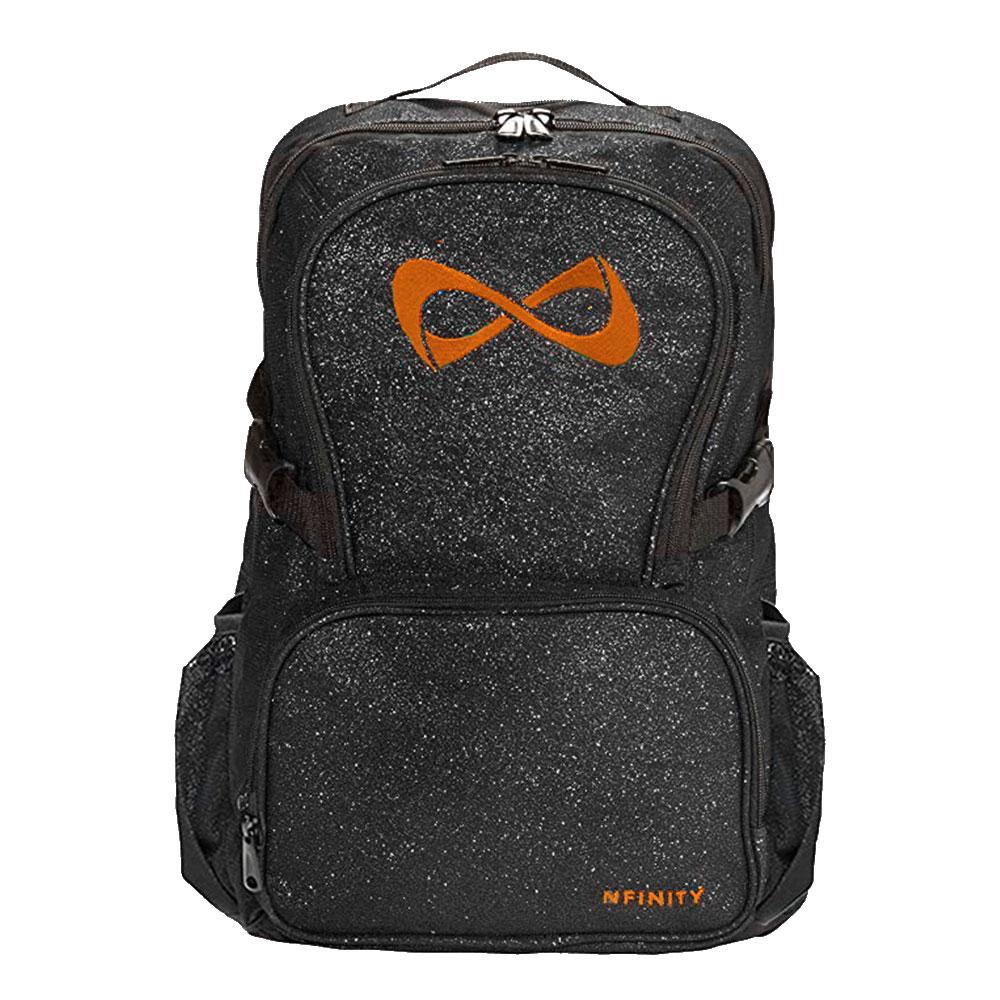 Black Sparkle Backpack - Orange Logo