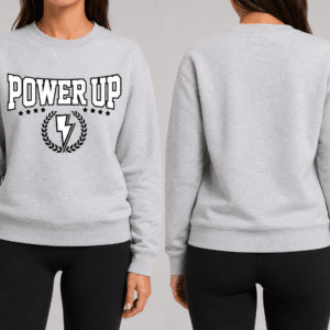 Power Up Grey Puff Print Sweatshirt