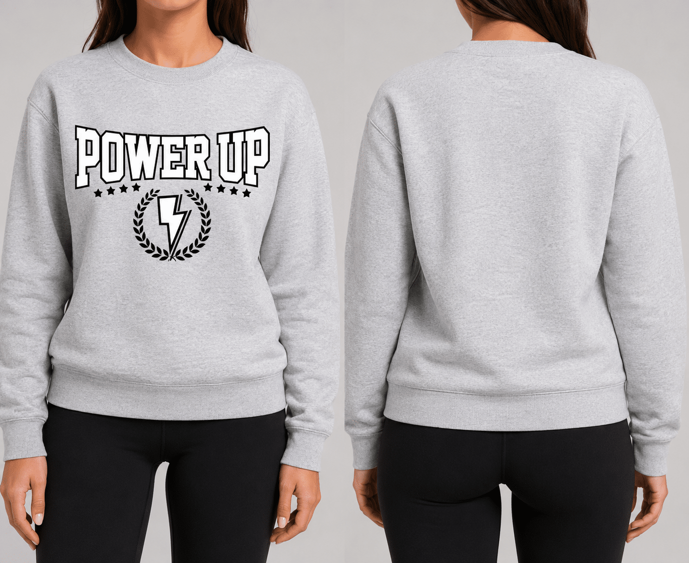 Power Up Grey Puff Print Sweatshirt