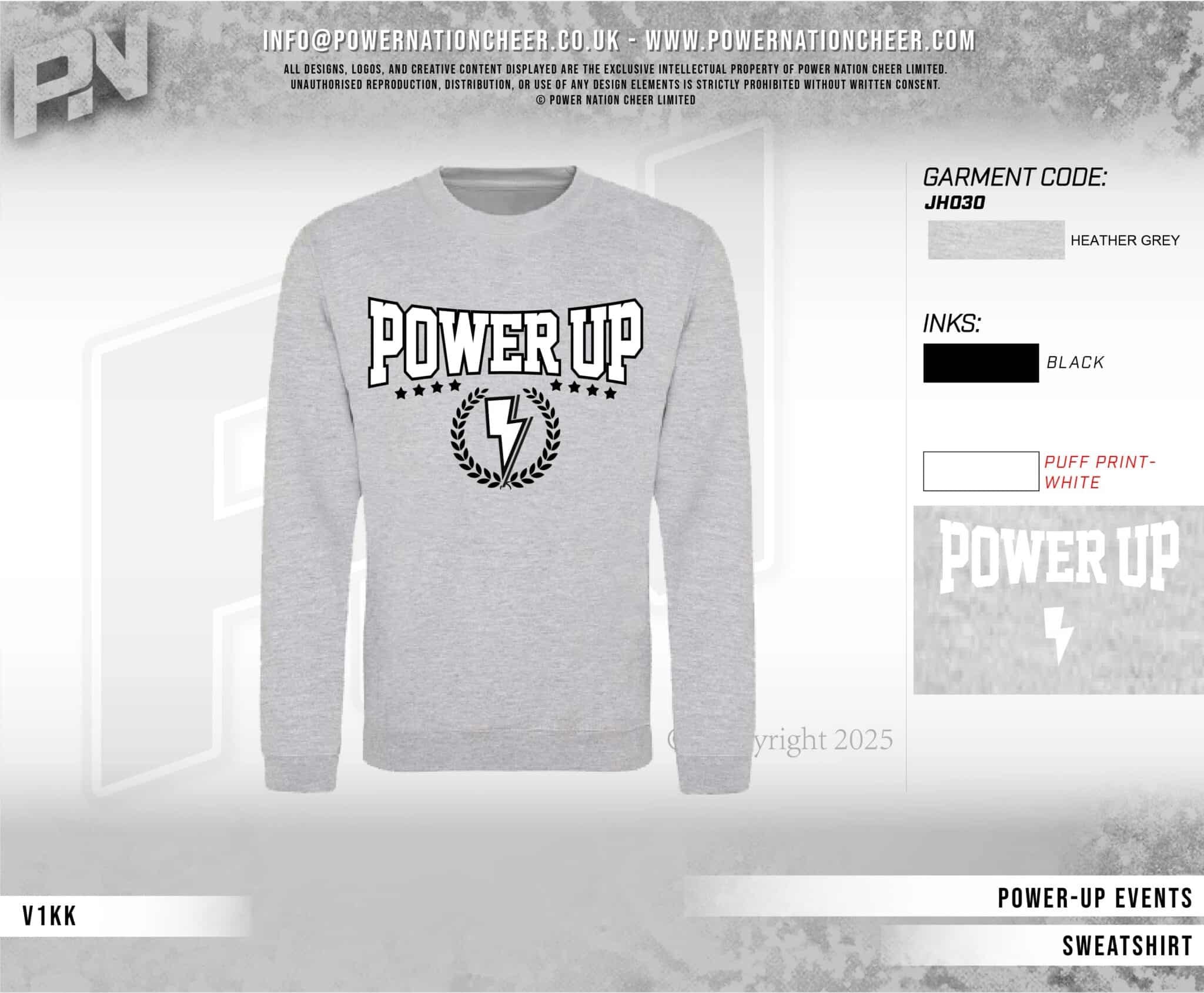 Power Up Grey Puff Print Sweatshirt