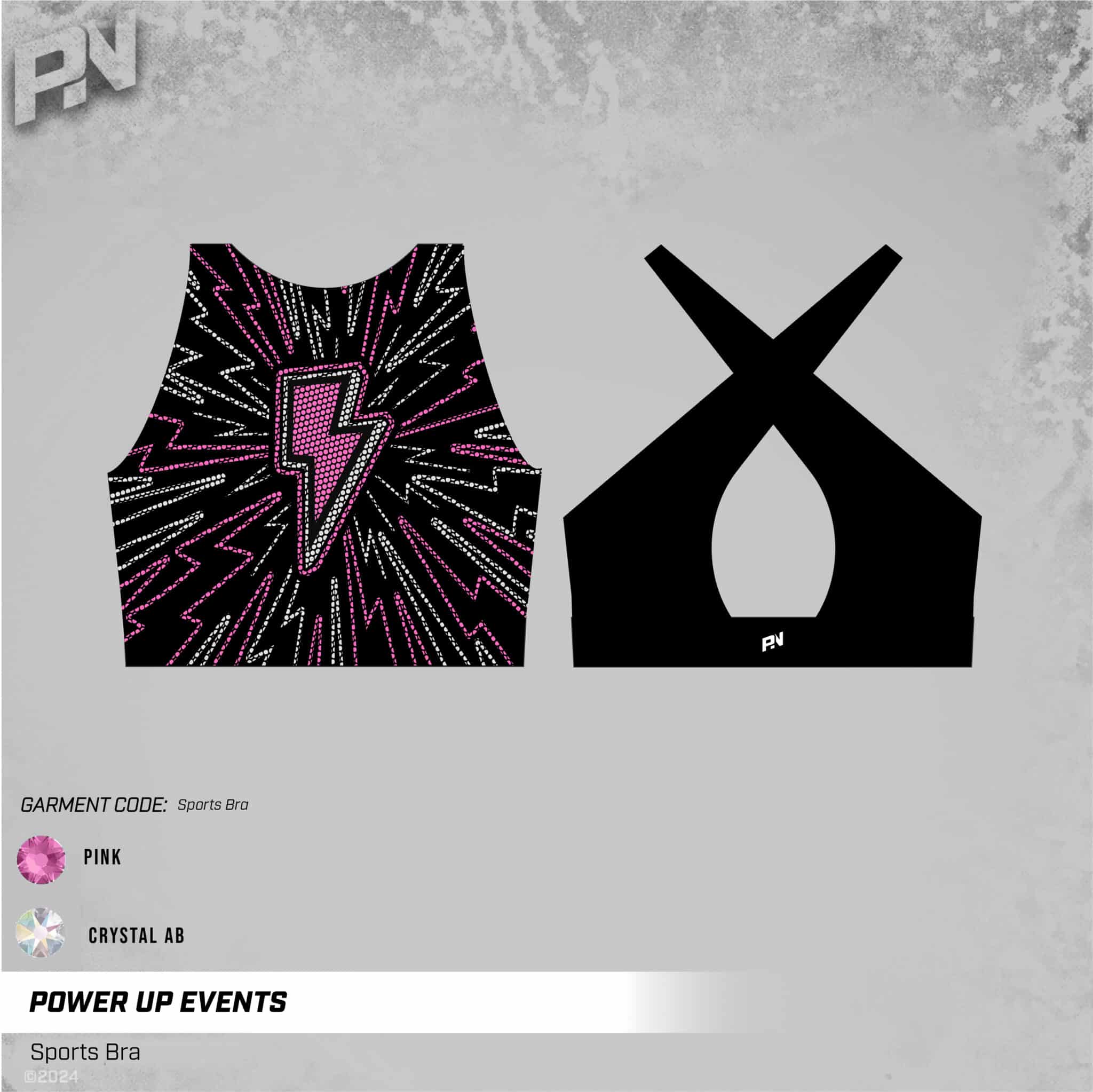 Power Up Rhinestone Bolt Sports Bra